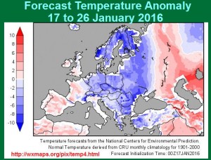 Forecast Temperature Anomaly from 17th to 26th of January 2016