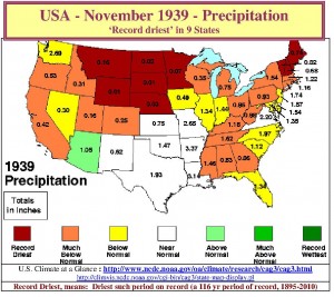 Record driest in 9 states in USA on November 1939