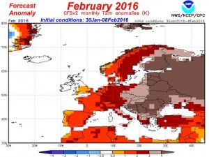 The forecast anomaly from February 2016