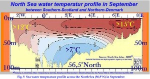 North Sea water temperature profile in September