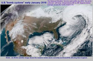 US bomb cyclone early in January 2018