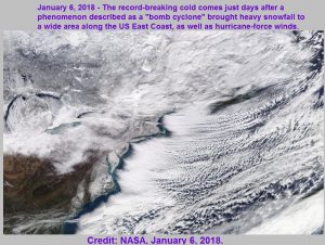 The record breaking cold comes just days after the bomb cyclone from NASA on 6th of January 2018