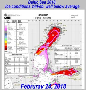 Baltic Sea 2018 and Ice conditions from 24th February well below average