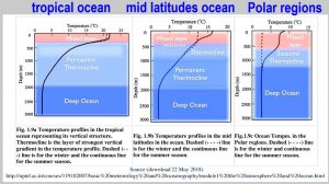 Tropical ocean versus mid latitudes ocean versus polar regions