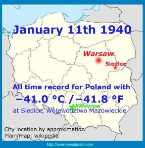 All time record for Poland with -41 Celsius degrees at Siedlce